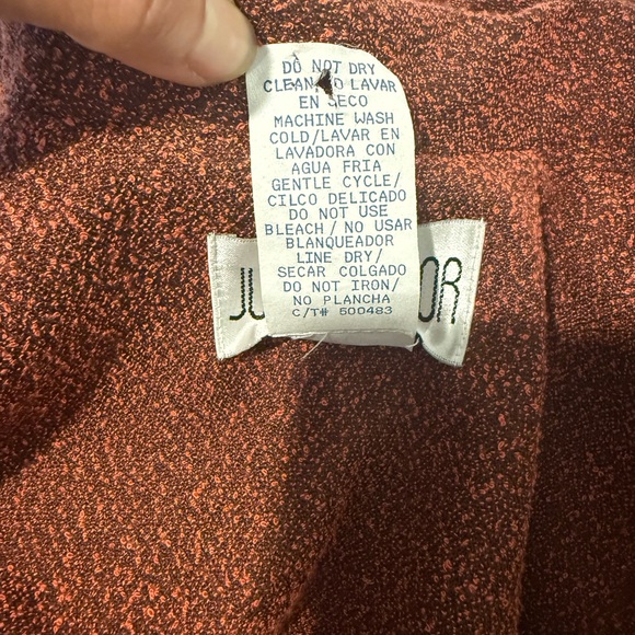 Julian Taylor Terracotta Long Sleeve Dress with Black Accents - Picture 3 of 10